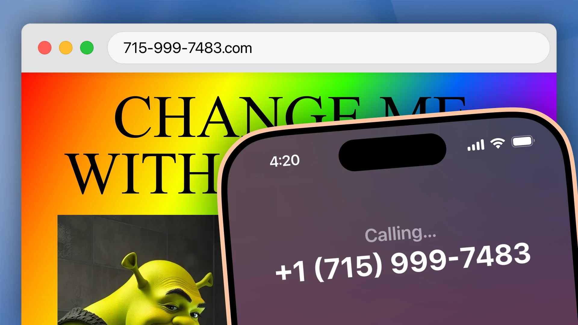 715-999-7483 is a site anyone can change with a phone call